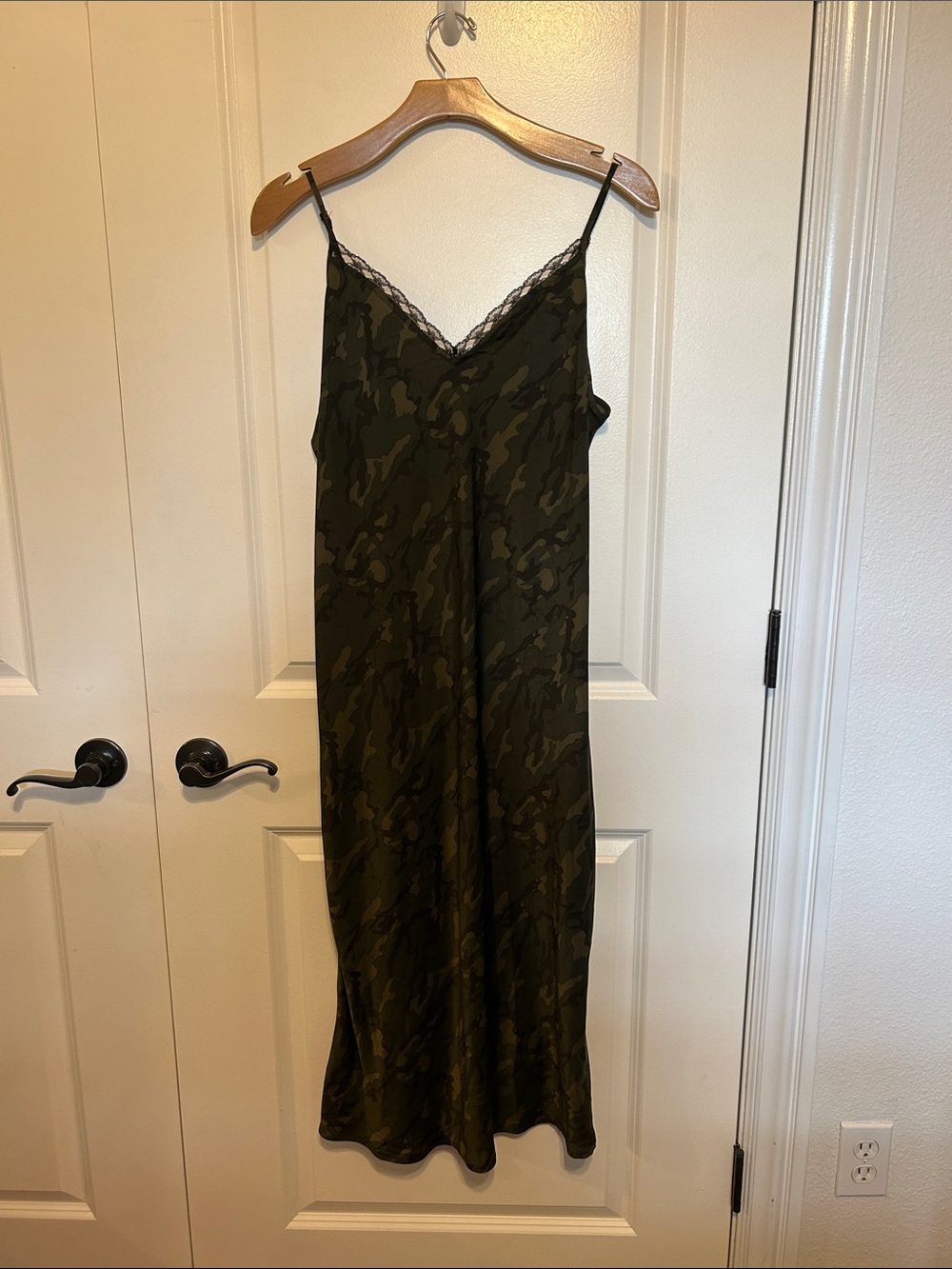 NWT Target Wild Fable Olive Green Camo Slip Dress with Lace